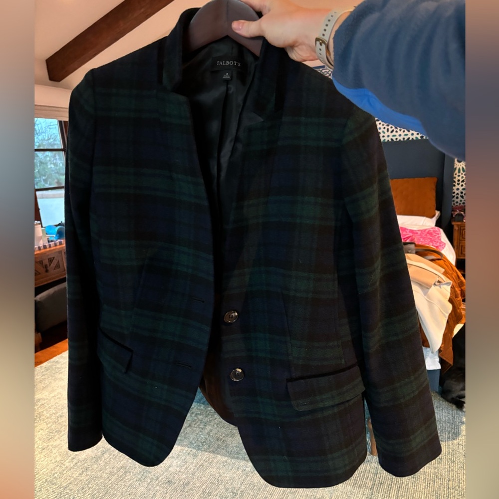 Talbots Wool Two-Button Blazer Jacket Tartan Plai… - image 1